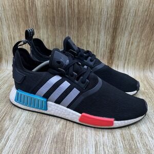 Adidas NMD R1 Men's Size 11.5 Black Solar Red Blue Sneakers Running Shoes FY5727